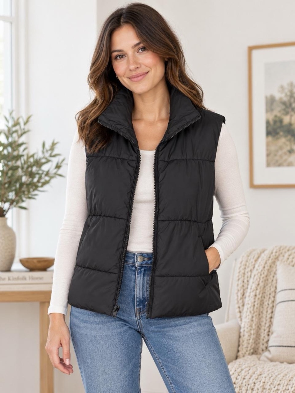 SHEIN Black Puffer Vest Women’s Medium US 6